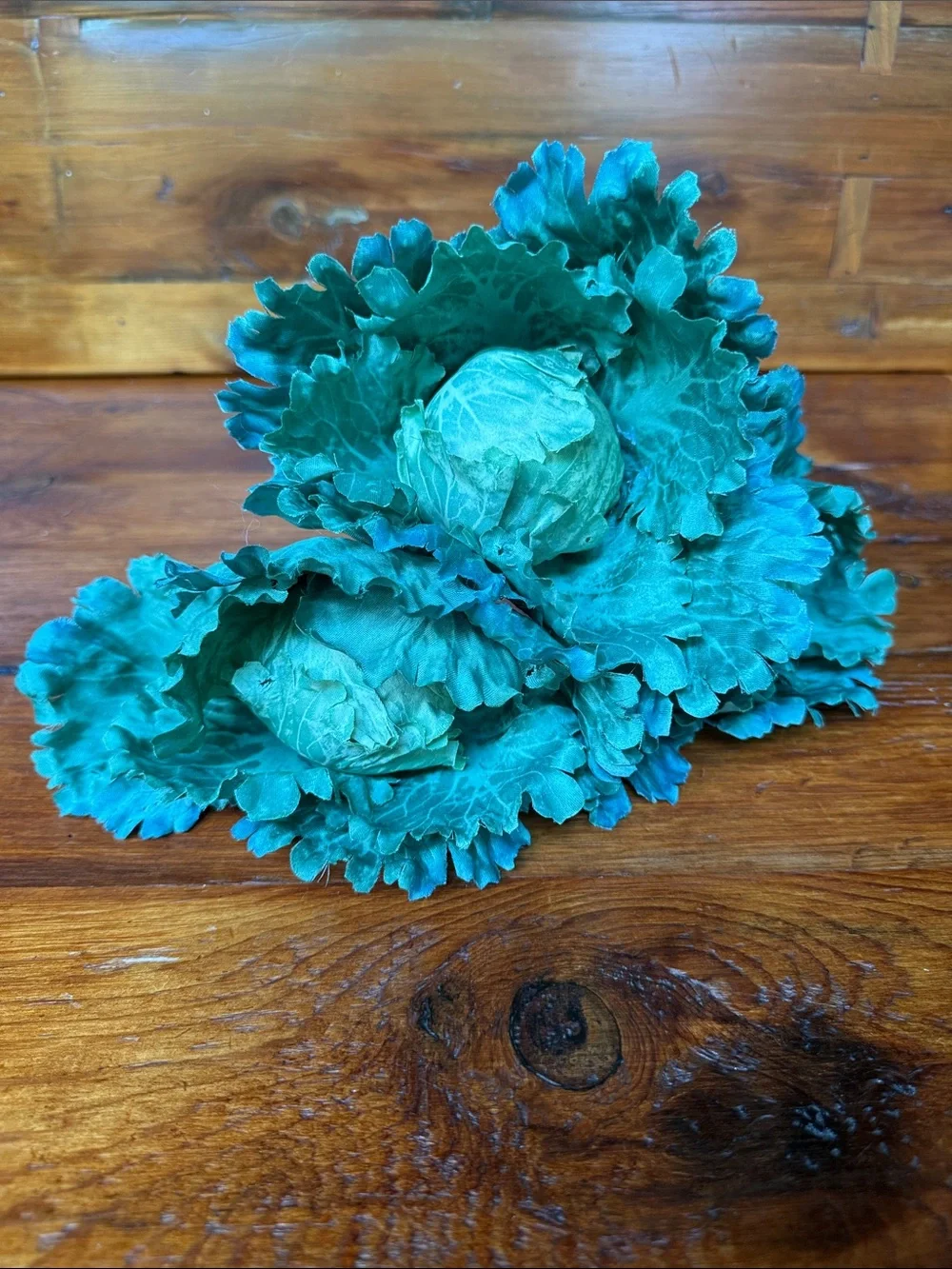 🥬 Decorative Fall/Spring Faux Kale Pick 6” D x 10” Blue/Green set of 3